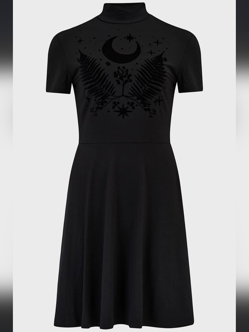 Killstar Black Velvet Moon & Fern Mini Dress